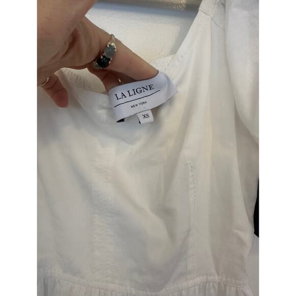 LA LIGNE Broderie anglaise-trimmed cotton-voile midi dress NWT size XS - Picture 6 of 9